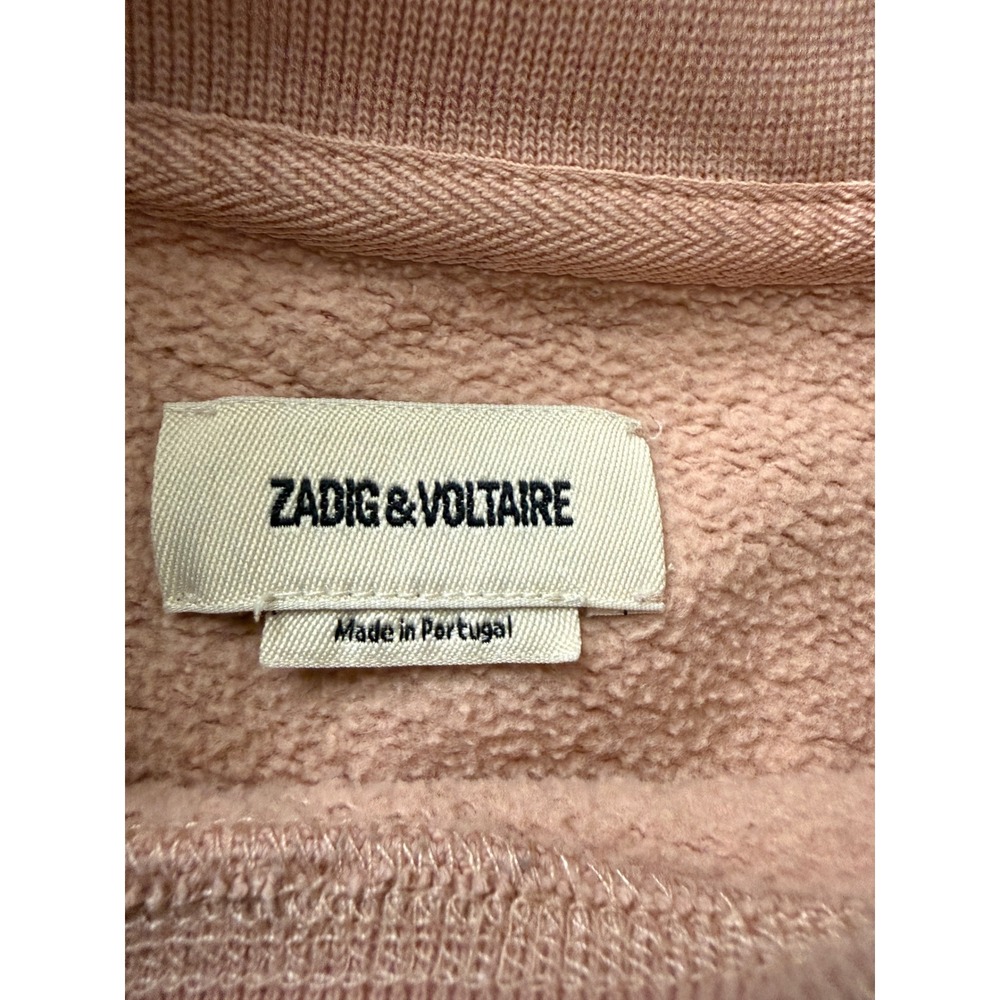 Zadig & Voltaire Pink Upper Photo Heart Rhinestone Sweatshirt Organic Cotton L - Picture 6 of 9